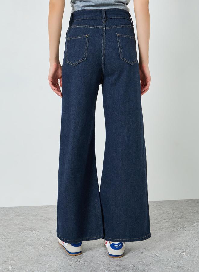 ستايلي بنطال جينز أزرق داكن أرجل واسعة - Image 3